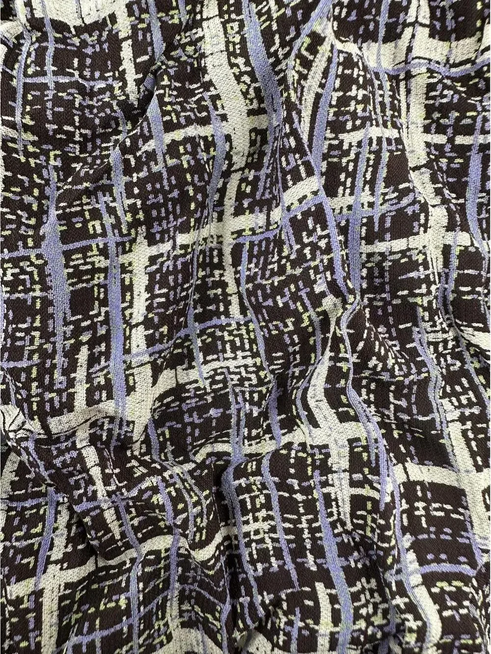 Plaid Scarf Brown‎ Purple Lightweight Crinkled Fabric Accessory
